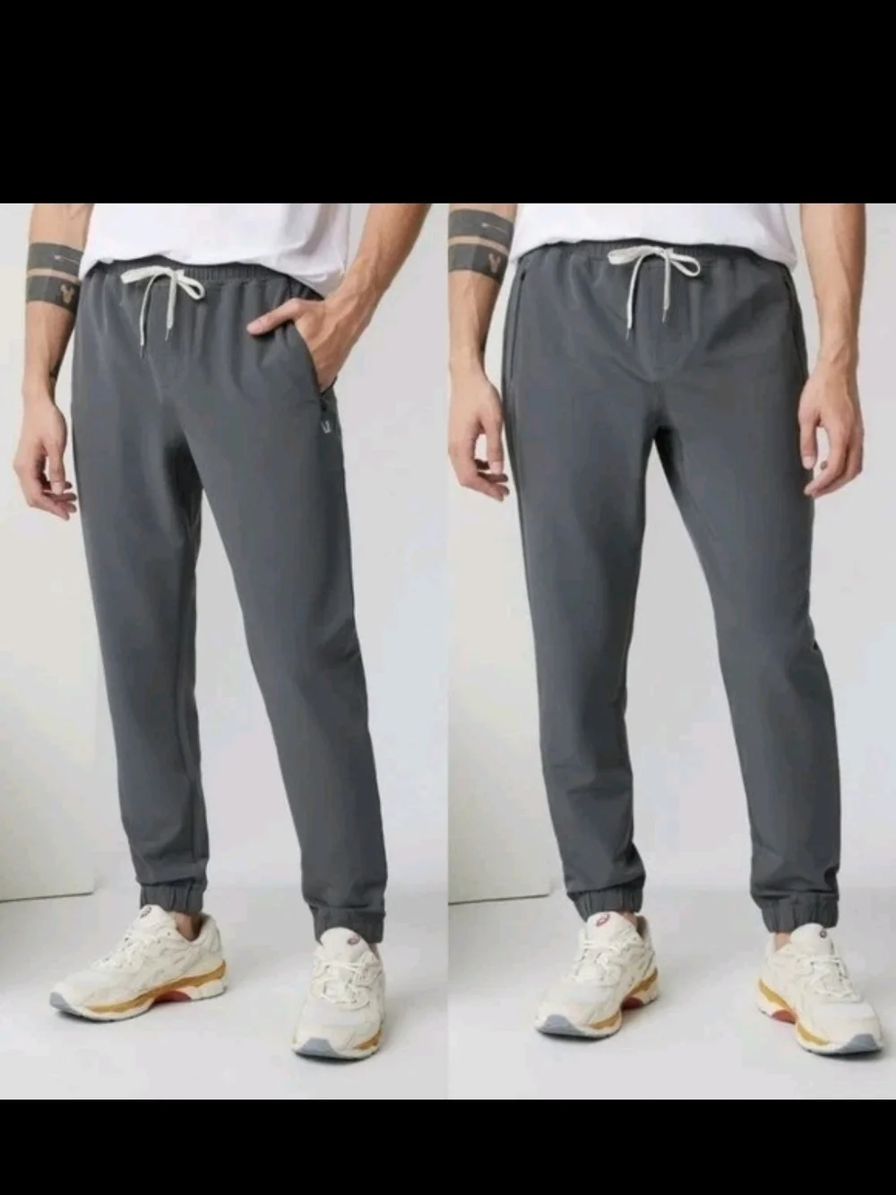 Vuori Transit Men's Grey Elastic-Waist Joggers with Drawstring Size Large - Picture 1 of 9